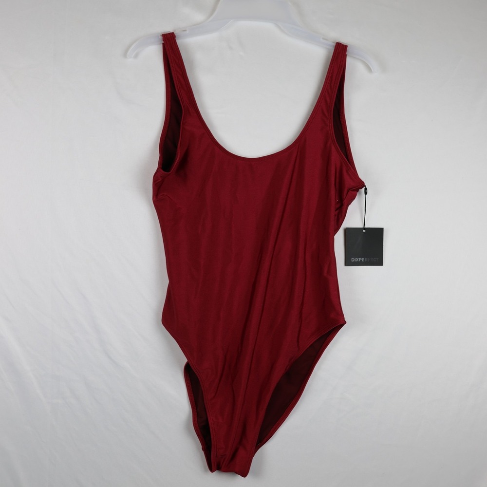 Dixperfect Swimsuit Womens Medium Red One Piece Scoop Back Monokini Bathing Suit